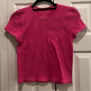 Ribbed Pink Crop shirt